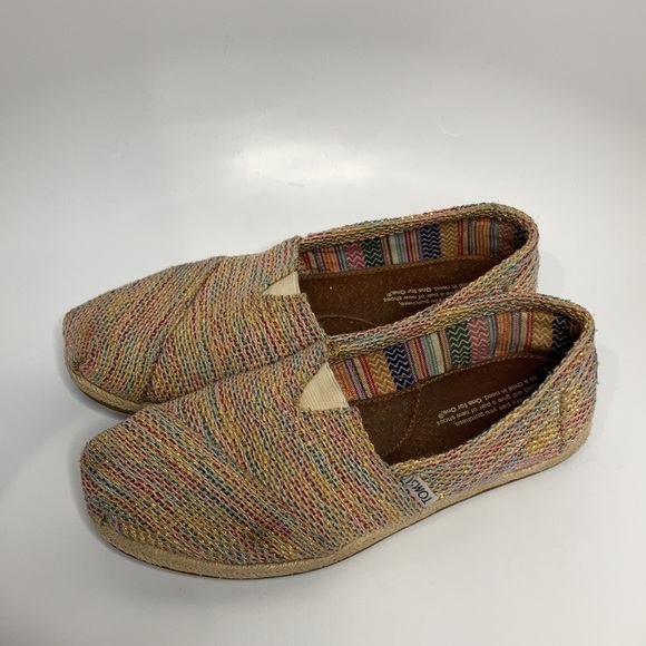 Toms iridescent burlap espadrille slip on shoes size 7.5 - Picture 3 of 8